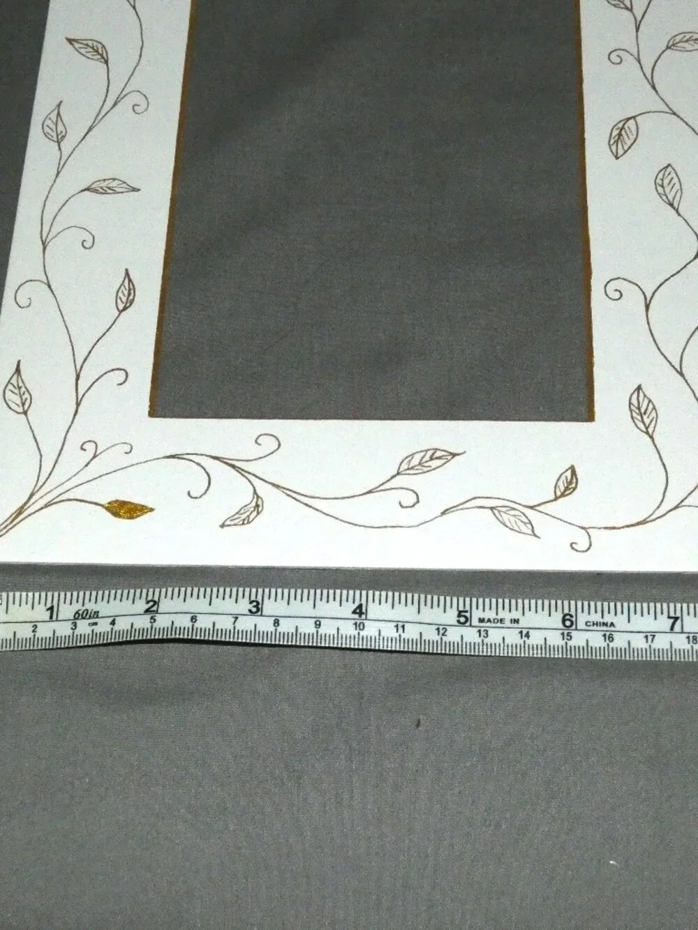 Hand Painted 8x10 White Picture Frame Mat Photo Mat White Background Gold Leaves